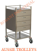 ATQ Stainless Steel Dressing Trolleys -4 Drawers